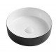 355*355*120mm Bathroom Round Above Counter Black&Gloss White Ceramic Wash Basin